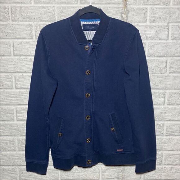 Ted Baker Button Down and zip up Bomber Cardigan Men's Size 3/Small - Picture 2 of 10
